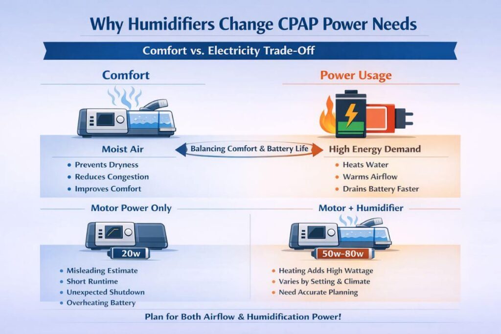 Why Humidifiers Change CPAP Power Needs